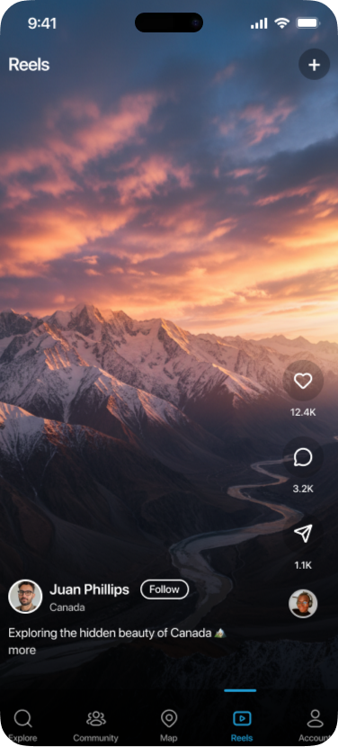 A Dots reel of a sunset over mountains